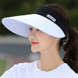 Women summer Sun Hats pearl packable sun visor hat with big heads wide brim beach hat UV protection female cap