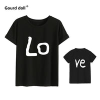 Love family matching clothes red Cotton Mother And Daughter Clothe print T-shirt Mommy And Me Clothe baby Kids girl boy clothing