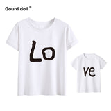 Love family matching clothes red Cotton Mother And Daughter Clothe print T-shirt Mommy And Me Clothe baby Kids girl boy clothing