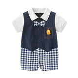 New Born Baby Clothing Summer Gentleman Rompers 0-12M Baby Boys Cotton Jumpsuit Baby Body Clothes Newborn Unisex Thin Costumes