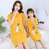 Summer Girls Nightgowns Pajamas Kids Short sleeved Nightdress Cute 100% Cotton Child Baby Sleeping Dress Size 8 10 12 14 Years
