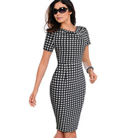 Women Vintage Wear to Work Elegant vestidos Business Party Bodycon Sheath  Office Ruffle Female Dress B452