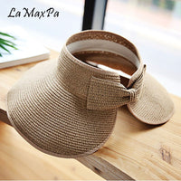 New Women Summer Visors Hat Foldable Sun Hat Wide Large Brim Beach Hats Straw Hat chapeau femme Beach UV Protection Cap