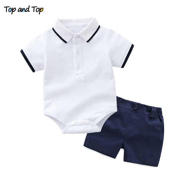 Top and Top Baby Boy Clothing Set Summer Cotton Short Sleeve Romper Tops+Shorts Infant Boys Outfits Toddler Boy Clothes