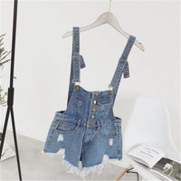Women Denim Playsuits Salopette Straps Cotton Short Rompers Womens Jumpsuit Loose Casual Overalls Shorts Rompers Ladies Playsuit
