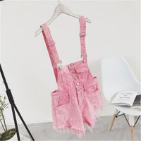 Women Denim Playsuits Salopette Straps Cotton Short Rompers Womens Jumpsuit Loose Casual Overalls Shorts Rompers Ladies Playsuit