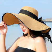 Summer Large Brim Straw Hat Floppy Wide Brim Sun Cap Bowknot Beach Foldable Hats New Hats for Women