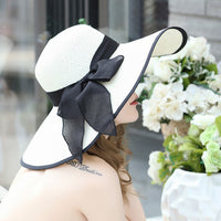 Summer Large Brim Straw Hat Floppy Wide Brim Sun Cap Bowknot Beach Foldable Hats New Hats for Women