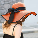 Summer Large Brim Straw Hat Floppy Wide Brim Sun Cap Bowknot Beach Foldable Hats New Hats for Women