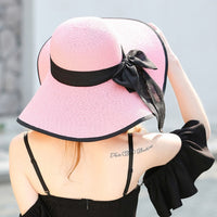 Summer Large Brim Straw Hat Floppy Wide Brim Sun Cap Bowknot Beach Foldable Hats New Hats for Women