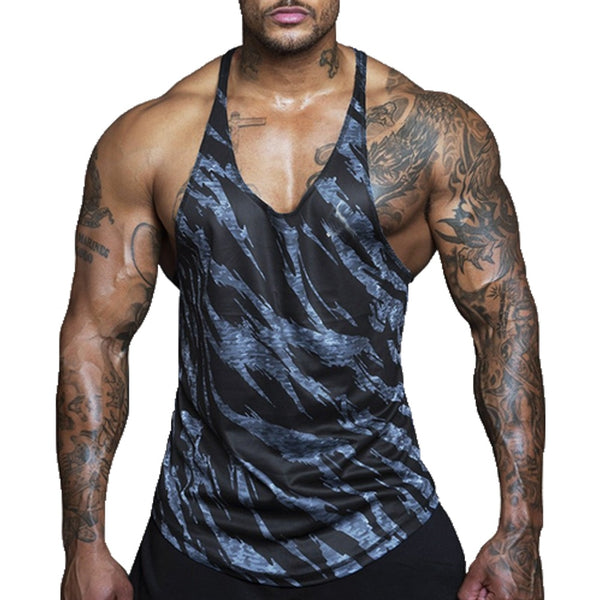 Gym Men Bodybuilding Camo Sleeveless Single Tank Top Muscle Stringer Athletic Fitness Vest Tops Summer Clothes