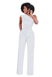 Sexy One Shoulder Rompers Womens Jumpsuit Summer Sleeveless Belt Wide Leg Elegant Lady Plus Size Bodycon Jumpsuits White Black