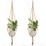 Handmade Flower Pot Hanging Basket Knotted Rope Flowerpot Net Bag Horticultural Home Door Balcony Courtyard Garden Decor