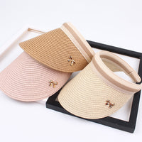 New Woman's Sun Hats Hand Made DIY Straw Bowknot Visor Caps Parent-Child Summer Cap Casual Shade Hat Empty Top Hat Beach