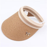 New Woman's Sun Hats Hand Made DIY Straw Bowknot Visor Caps Parent-Child Summer Cap Casual Shade Hat Empty Top Hat Beach