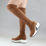 Stretch Fabrics Over The Knee Boots Height Increasing Round Toe Women Shoes Autumn Winter Casual Long Boots Size34-43