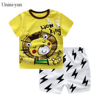 Unni-yun Casual Baby Kids Sport Clothing Plaid Lion Clothes Sets for Boys Costumes 100% Cotton Baby Clothes 6M -4 Years Old