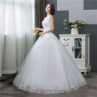 New V-neck Wedding Dresses Simple Off White Sequined Wedding Gown De Novia HS288