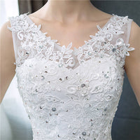 New V-neck Wedding Dresses Simple Off White Sequined Wedding Gown De Novia HS288