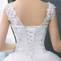 New V-neck Wedding Dresses Simple Off White Sequined Wedding Gown De Novia HS288