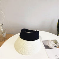 Magic Tape Panama Women Straw Hat Empty Top Women's Summer Hat Sun Protection Outdoor Sports Fishing Beach Chapeau MZ010