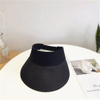 Magic Tape Panama Women Straw Hat Empty Top Women's Summer Hat Sun Protection Outdoor Sports Fishing Beach Chapeau MZ010