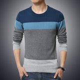 Casual Men's Sweater O-Neck Striped Slim Fit Knittwear Autumn Mens Sweaters Pullovers Pullover Men