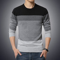 Casual Men's Sweater O-Neck Striped Slim Fit Knittwear Autumn Mens Sweaters Pullovers Pullover Men