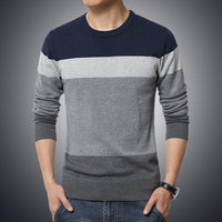 Casual Men's Sweater O-Neck Striped Slim Fit Knittwear Autumn Mens Sweaters Pullovers Pullover Men