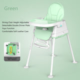 Baby Shining Highchair Dining Chair Feeding Chair Booster Seat With Wheel Feeding Seat Foldable Portable Soft PU Height-adjust