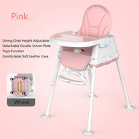 Baby Shining Highchair Dining Chair Feeding Chair Booster Seat With Wheel Feeding Seat Foldable Portable Soft PU Height-adjust