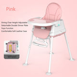 Baby Shining Highchair Dining Chair Feeding Chair Booster Seat With Wheel Feeding Seat Foldable Portable Soft PU Height-adjust