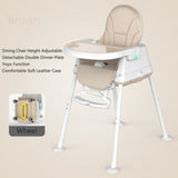 Baby Shining Highchair Dining Chair Feeding Chair Booster Seat With Wheel Feeding Seat Foldable Portable Soft PU Height-adjust