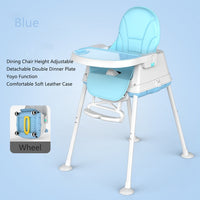 Baby Shining Highchair Dining Chair Feeding Chair Booster Seat With Wheel Feeding Seat Foldable Portable Soft PU Height-adjust