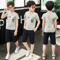 Kids Boys clothes summer outfits Cotton Teenage Boys Clothing casual Suit Children Short Sleeve Shirt Shorts Set 4 6 8 12 Years