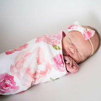 Emmababy 2pcs Newborn Baby Cute Swaddle Blanket Sleeping Swaddle Muslin Wrap+Headband New 0-2M
