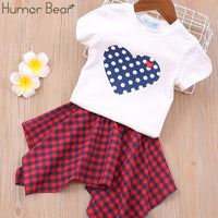 Humor Bear Baby Girl Clothes Hot Summer Children's Girls' Clothing Sets Kids Bay Clothes Toddler Chiffon bowknot coat+Pants 1-4Y