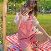 Rompers Women Purple Pink Suspenders Denim Sleeveless Vacation Sweet Girls Cute Korean Style Oversize Overalls Femme Clothing