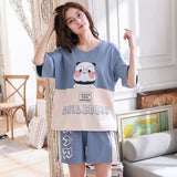 Womens Homewear Cute Cartoon Printed Pajamas Set Casual Short Sleeve T-Shirt Sleepwear Nightwear Set Summer Pyjama For Women Set