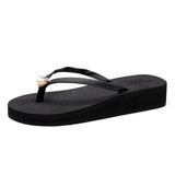 Fashion pu Clip Toes Flip Flops Womens Wedge Sandals Summer Sandals Casual Beach Slippers Waterproof Platform Wedges