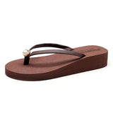 Fashion pu Clip Toes Flip Flops Womens Wedge Sandals Summer Sandals Casual Beach Slippers Waterproof Platform Wedges