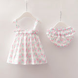 New Newborn Baby Girls Clothes Sleeveless Dress+Briefs 2PCS Outfits Set Striped Printed Cute Clothing Sets Summer Sunsuit 0-24M