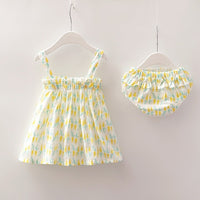 New Newborn Baby Girls Clothes Sleeveless Dress+Briefs 2PCS Outfits Set Striped Printed Cute Clothing Sets Summer Sunsuit 0-24M