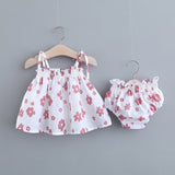 New Newborn Baby Girls Clothes Sleeveless Dress+Briefs 2PCS Outfits Set Striped Printed Cute Clothing Sets Summer Sunsuit 0-24M