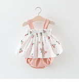 New Newborn Baby Girls Clothes Sleeveless Dress+Briefs 2PCS Outfits Set Striped Printed Cute Clothing Sets Summer Sunsuit 0-24M
