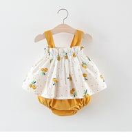 New Newborn Baby Girls Clothes Sleeveless Dress+Briefs 2PCS Outfits Set Striped Printed Cute Clothing Sets Summer Sunsuit 0-24M