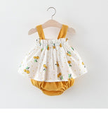 New Newborn Baby Girls Clothes Sleeveless Dress+Briefs 2PCS Outfits Set Striped Printed Cute Clothing Sets Summer Sunsuit 0-24M