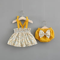 New Newborn Baby Girls Clothes Sleeveless Dress+Briefs 2PCS Outfits Set Striped Printed Cute Clothing Sets Summer Sunsuit 0-24M