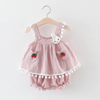 New Newborn Baby Girls Clothes Sleeveless Dress+Briefs 2PCS Outfits Set Striped Printed Cute Clothing Sets Summer Sunsuit 0-24M