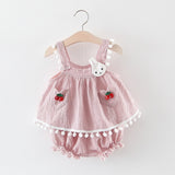 New Newborn Baby Girls Clothes Sleeveless Dress+Briefs 2PCS Outfits Set Striped Printed Cute Clothing Sets Summer Sunsuit 0-24M
